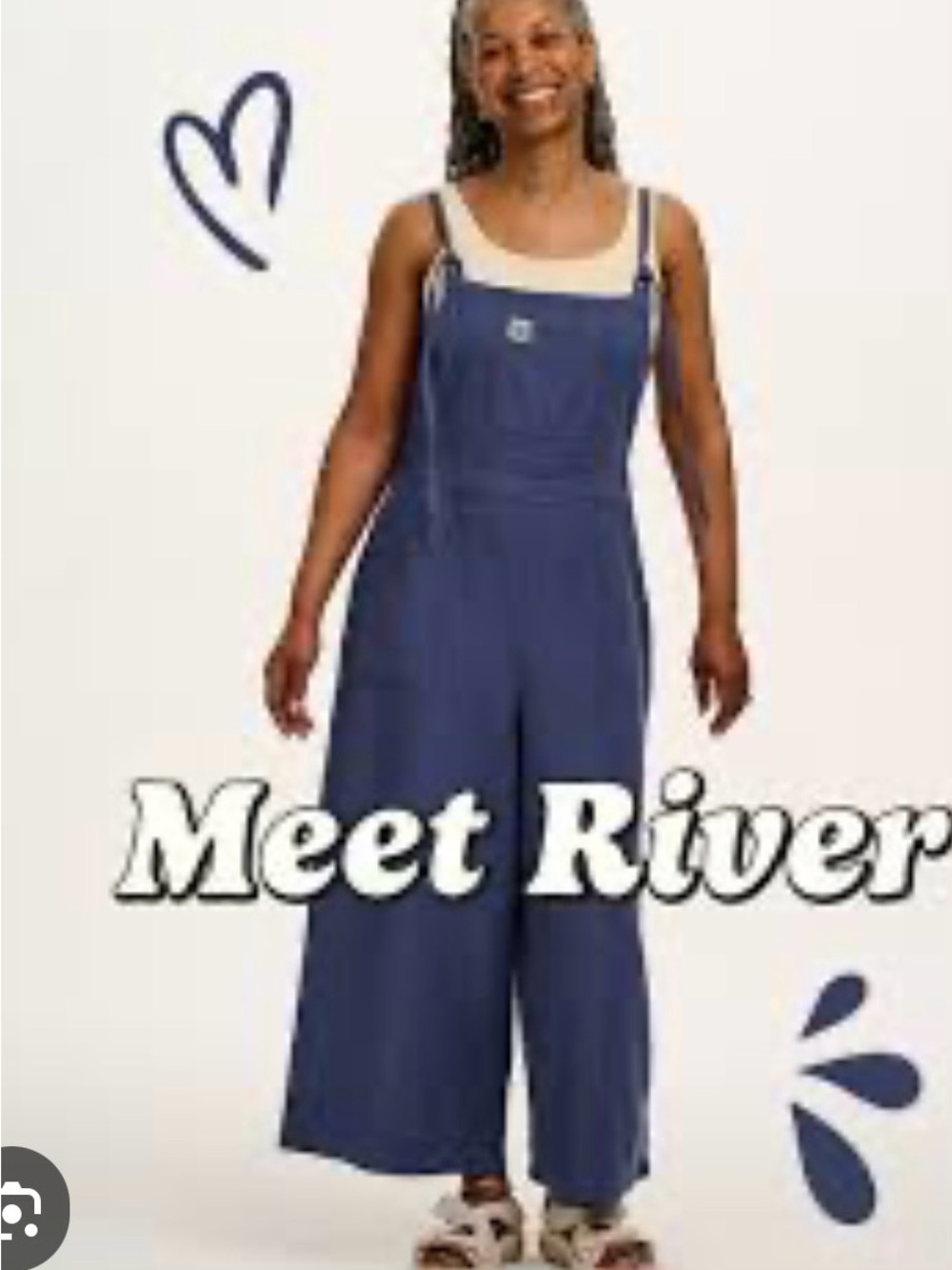 Lucy & Yak  River indigo Wide-Leg cropped Overalls Dungarees 32 UK - US 26/28